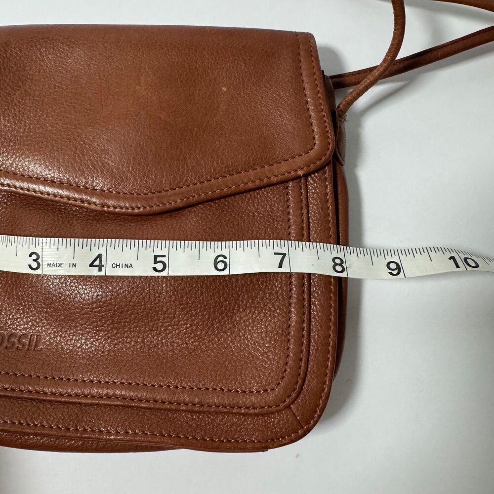 Vtg Fossil American Classic 75082 Brown Leather Crossbody Flap Bag Purse EUC - Picture 3 of 13